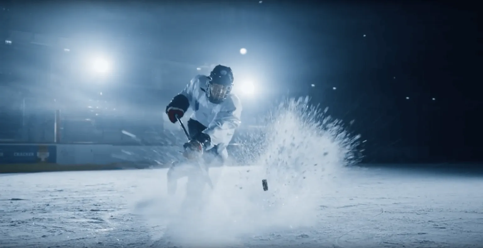 A hockey rink at ice level